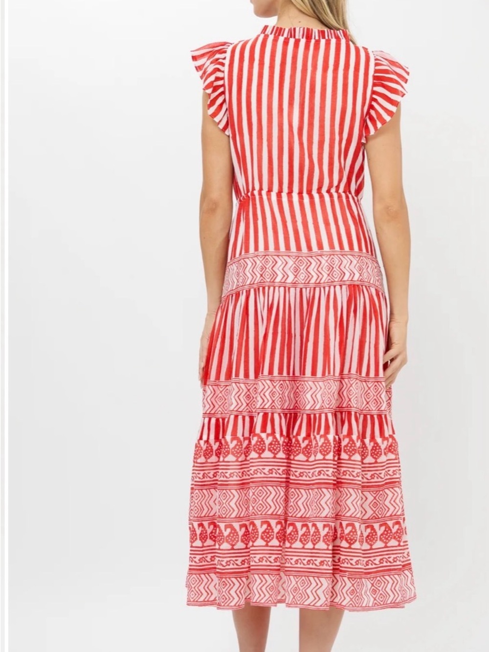 NWT Oliphant CINCHED FLIRTY MIDI-SANTORINI RED size XXS - Picture 3 of 10